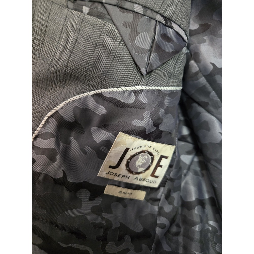 JOE Joseph Abboud Blazer Mens 44R Gray Plaid Super 120s Wool Slim Fit Camo... - Picture 4 of 6